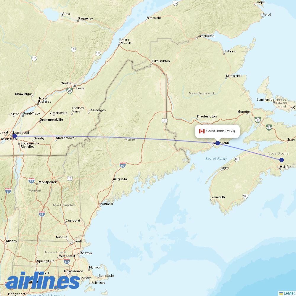 Pascan at YSJ route map