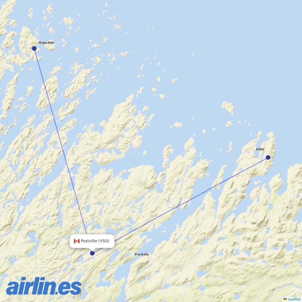 PAL Airlines from Postville destination map