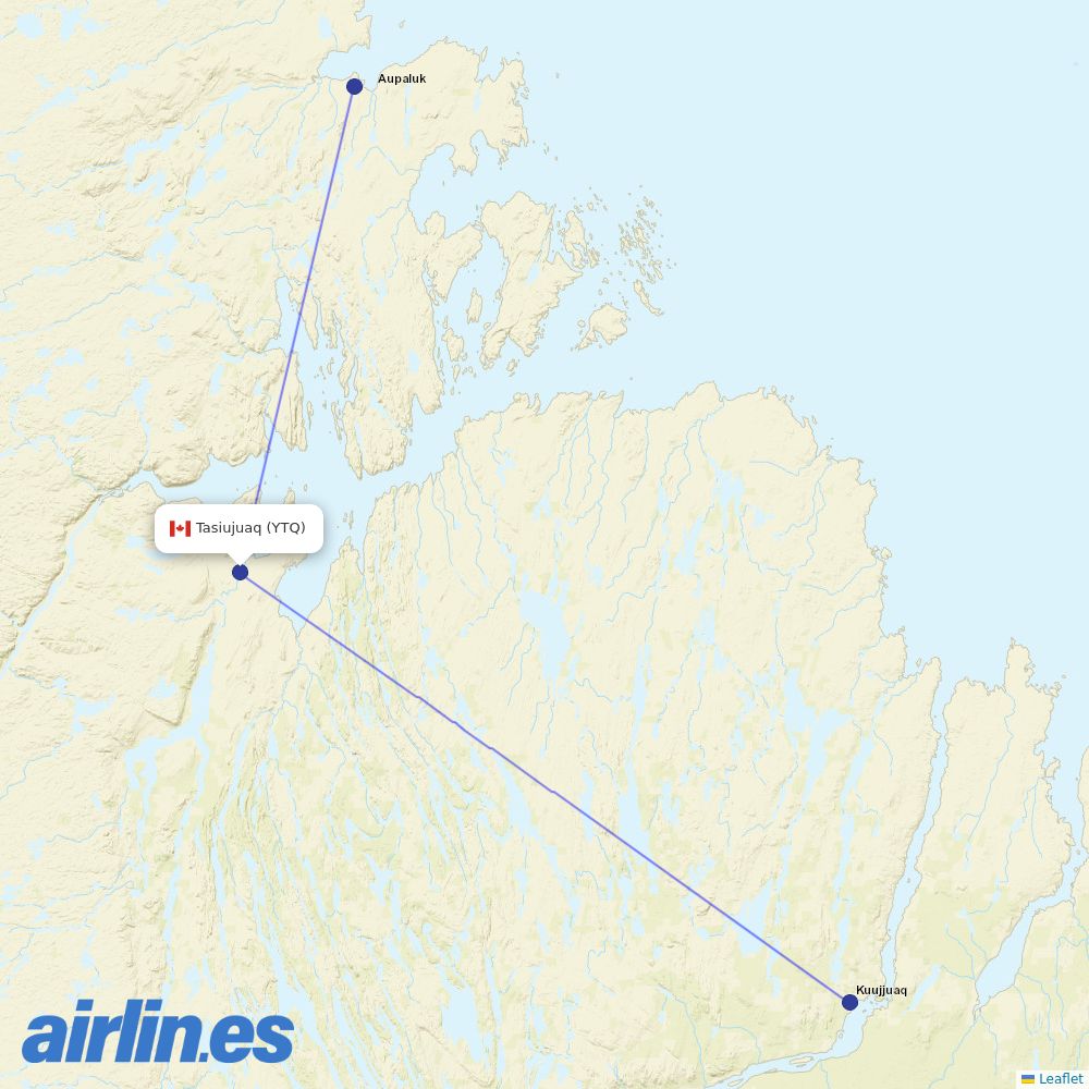 Air Inuit from Tasiujuaq destination map