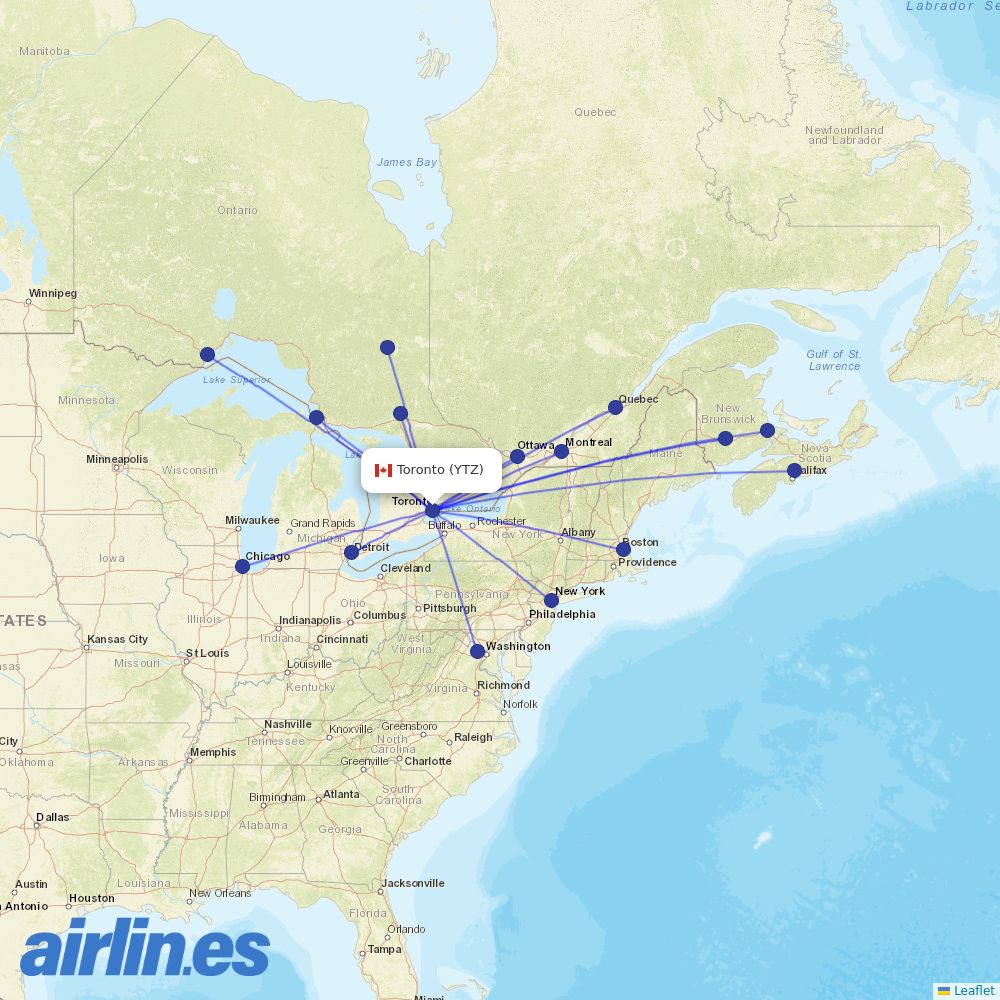 Porter at YTZ route map