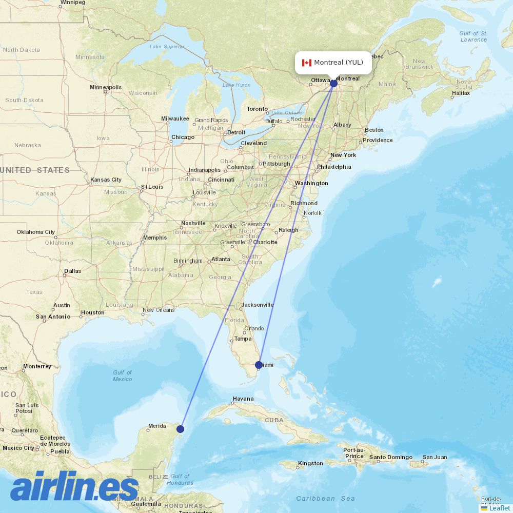 Flair at YUL route map