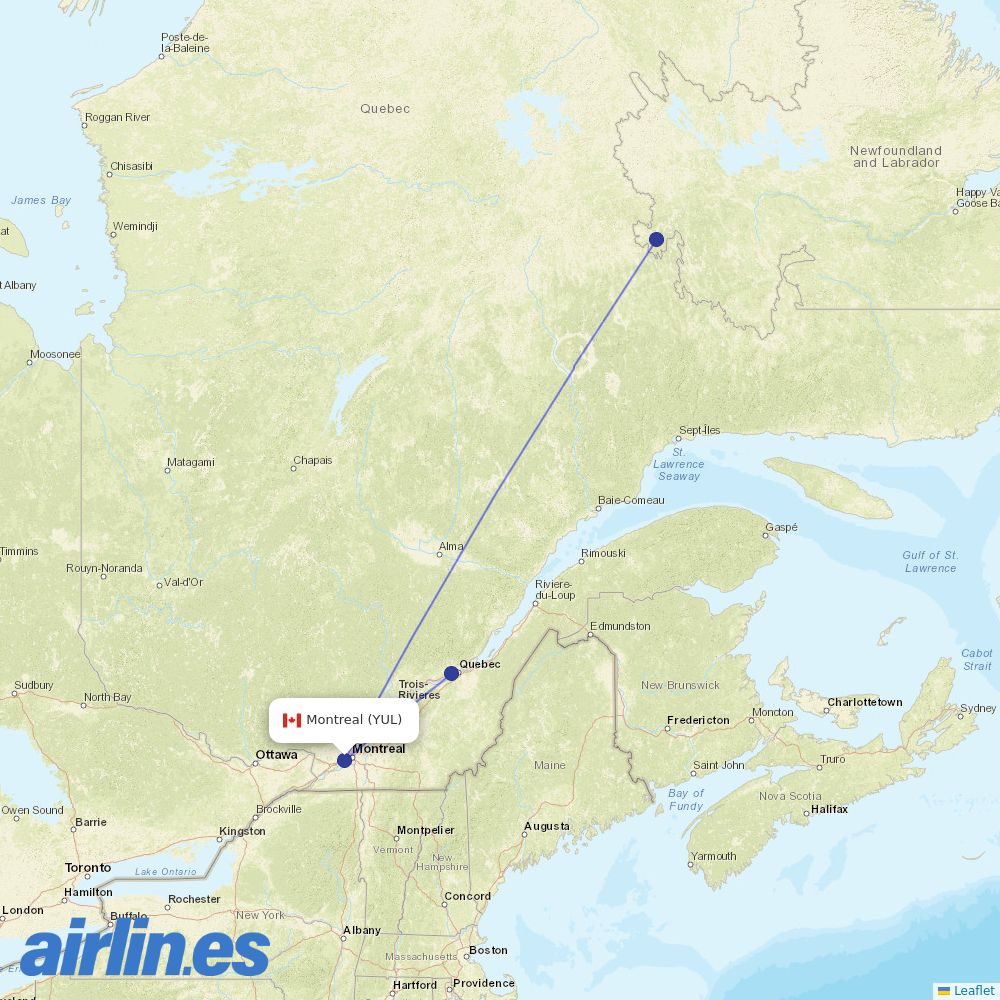 PAL Airlines from Pierre Elliott Trudeau International destination map