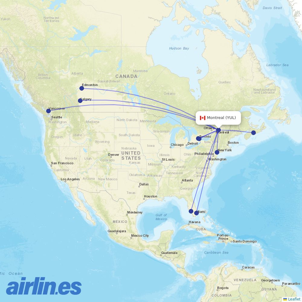 Porter at YUL route map