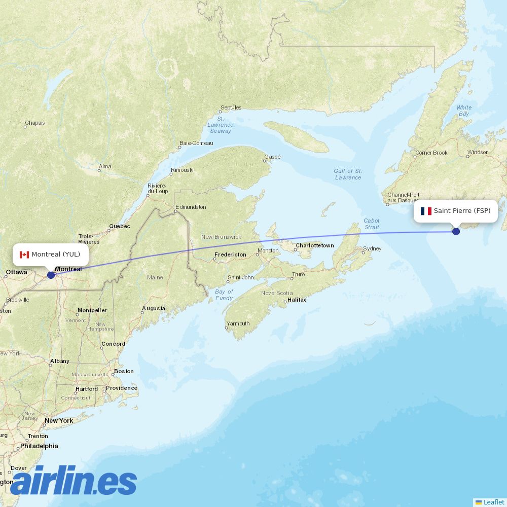 Air Saint Pierre at YUL route map