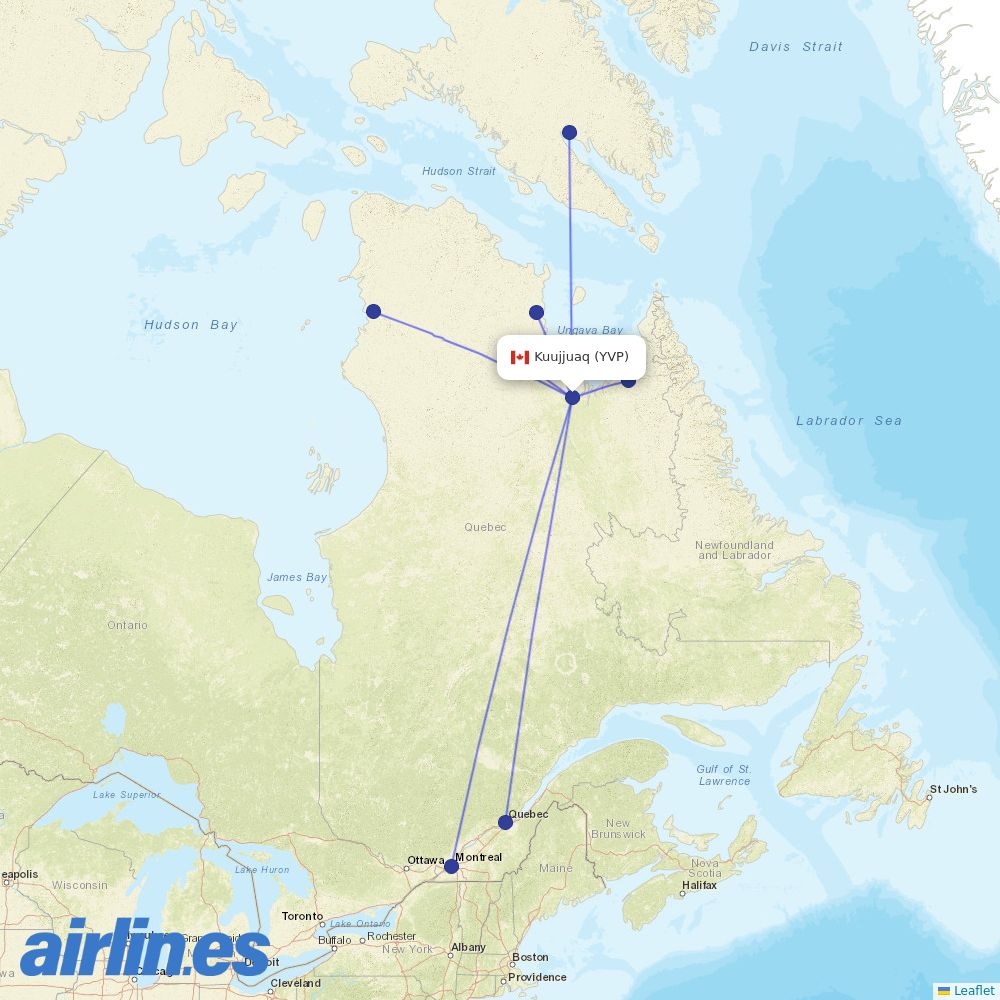 Air Inuit at YVP route map