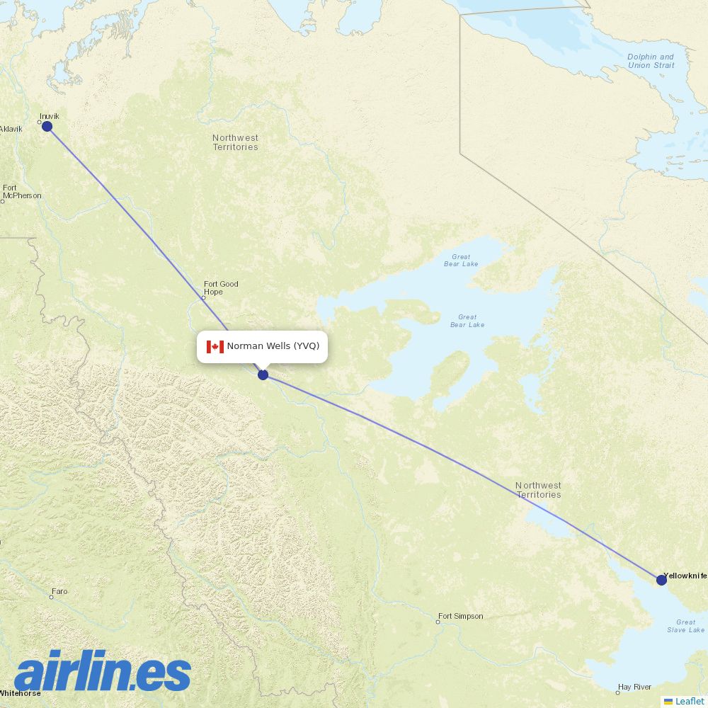 Canadian North from Norman Wells destination map