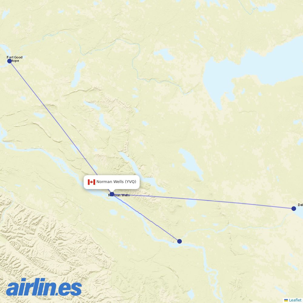 North Wright Air at YVQ route map