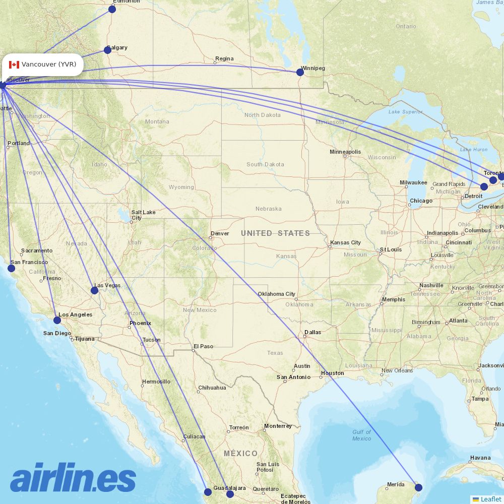 Flair at YVR route map