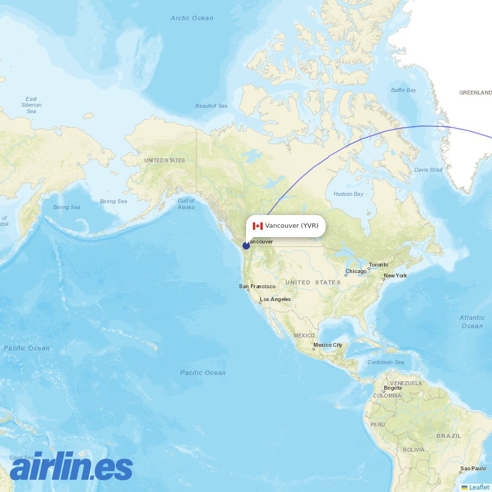 Edelweiss at YVR route map