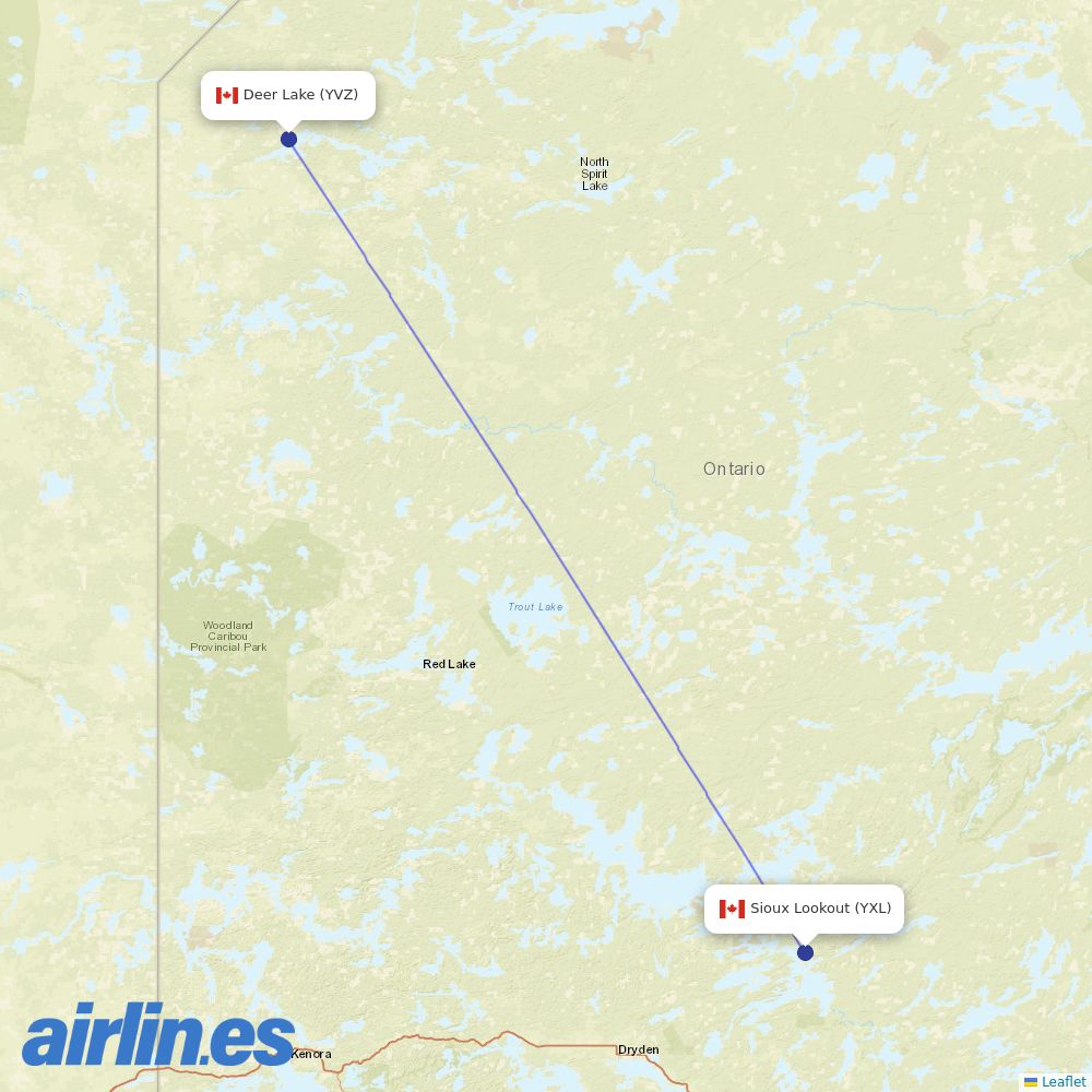Bearskin Airlines at YVZ route map