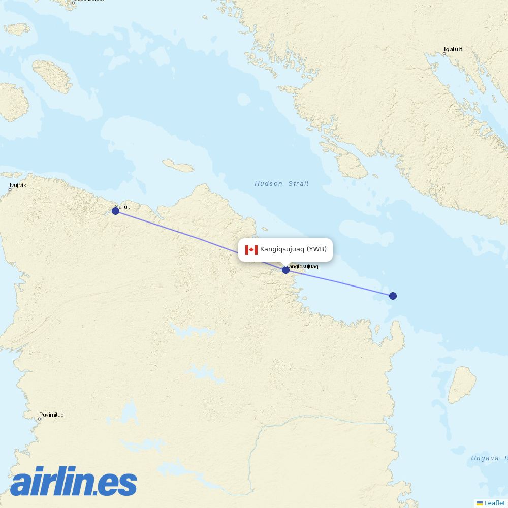 Air Inuit at YWB route map