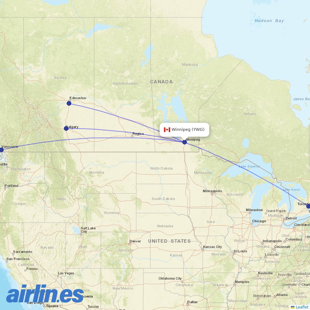 Flair at YWG route map