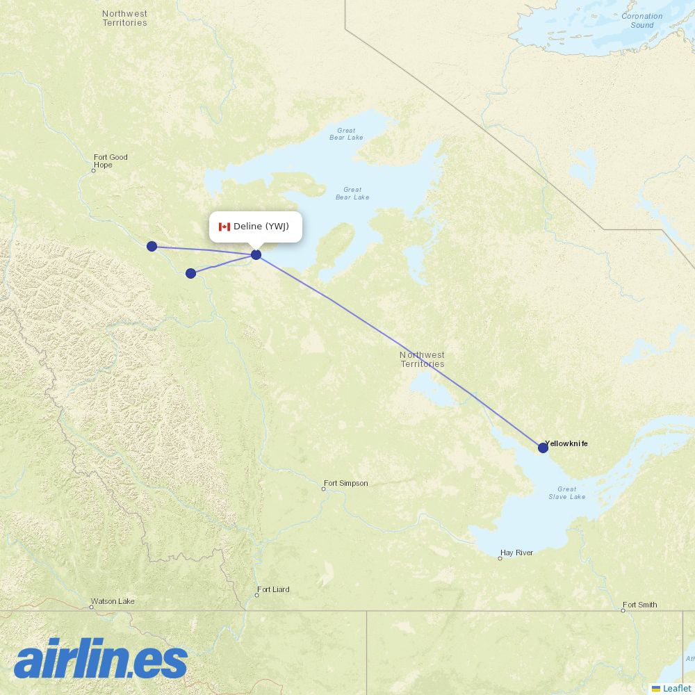 North Wright Air at YWJ route map