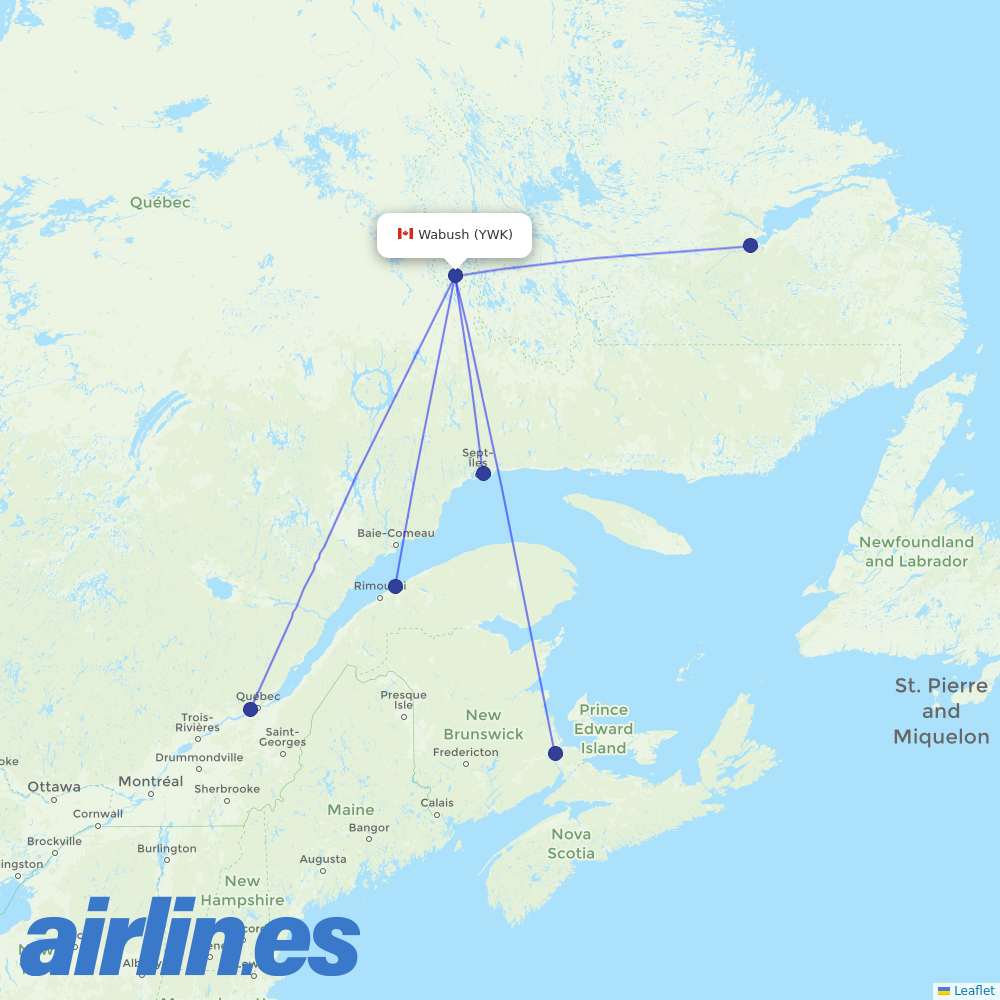 PAL Airlines from Wabush destination map