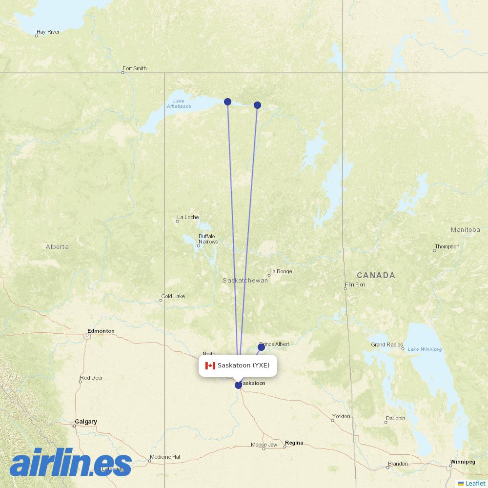 Rise Air at YXE route map
