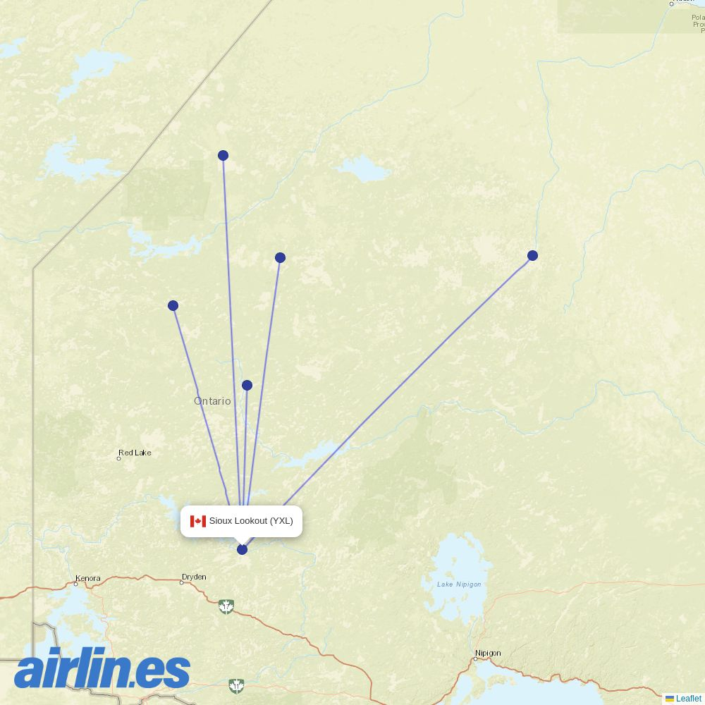 North Star Air from Sioux Lookout destination map