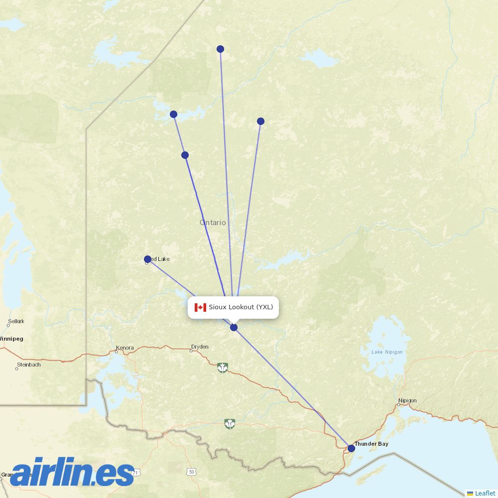 Bearskin Airlines at YXL route map