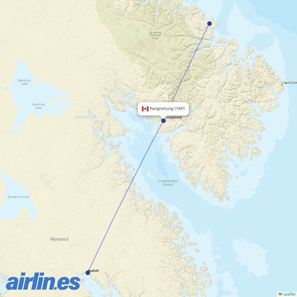 Canadian North at YXP route map
