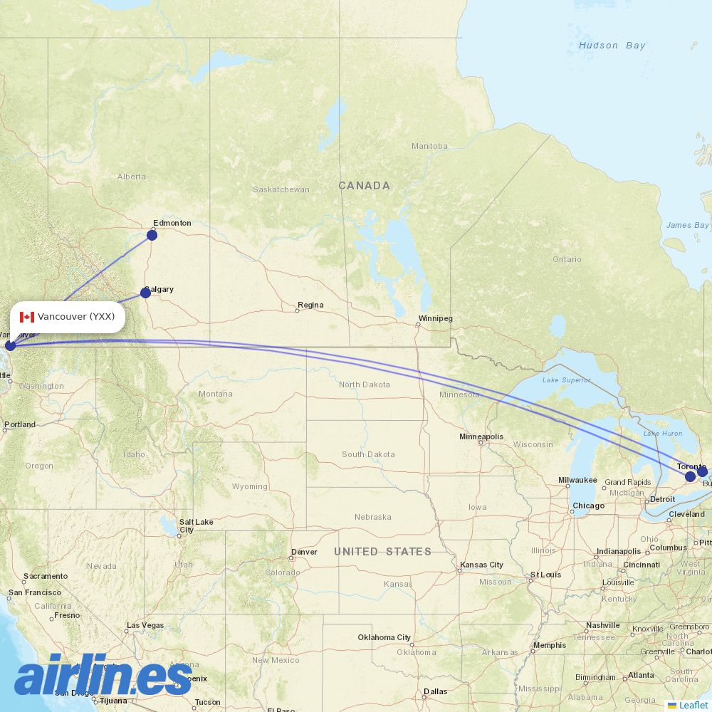 Flair at YXX route map