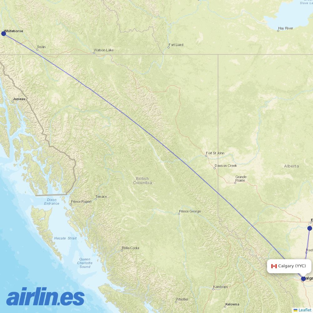 Air North from Calgary International destination map