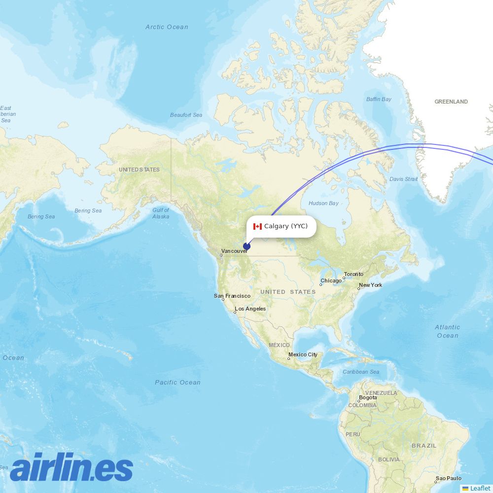 Discover Airlines at YYC route map