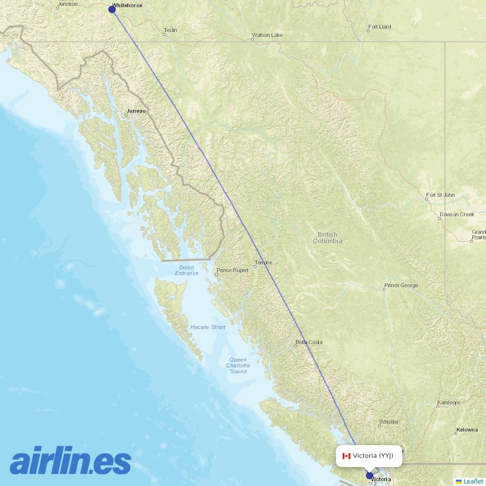 Air North at YYJ route map