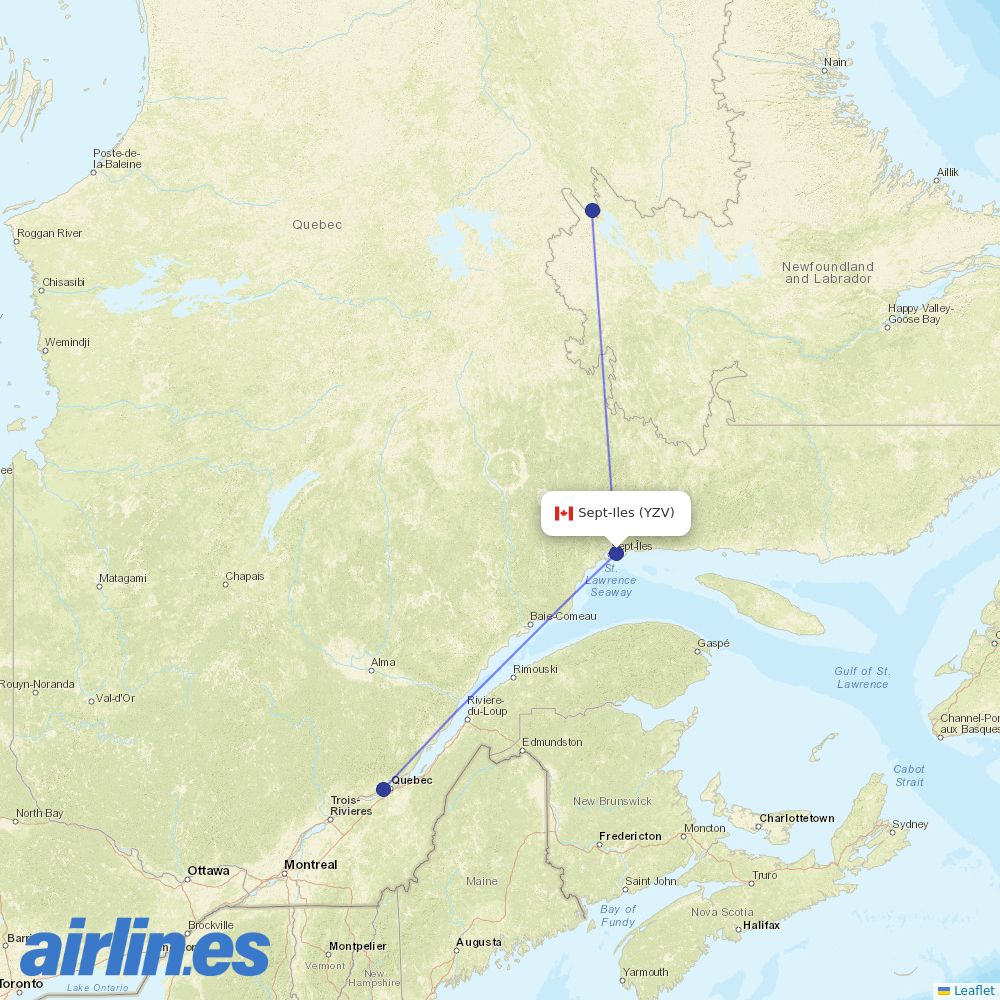 Air Inuit at YZV route map