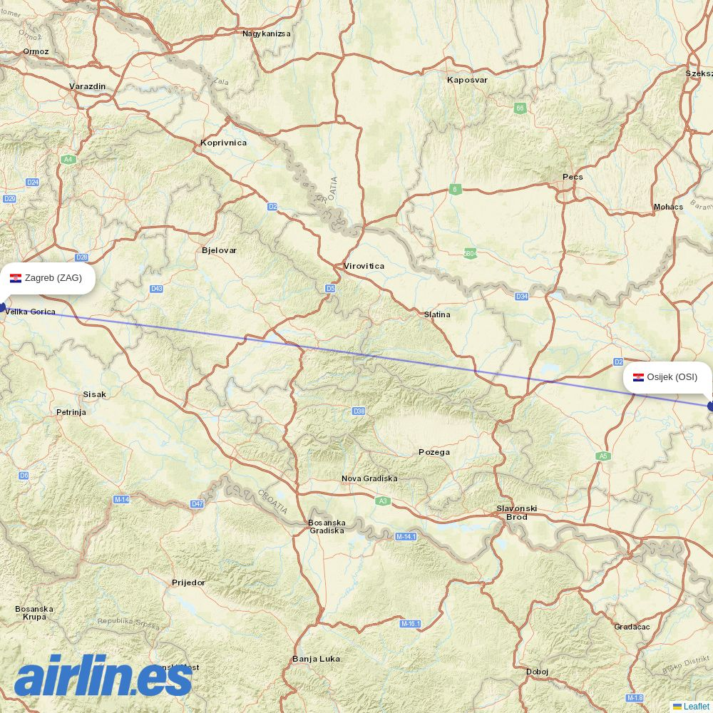 Trade Air at ZAG route map