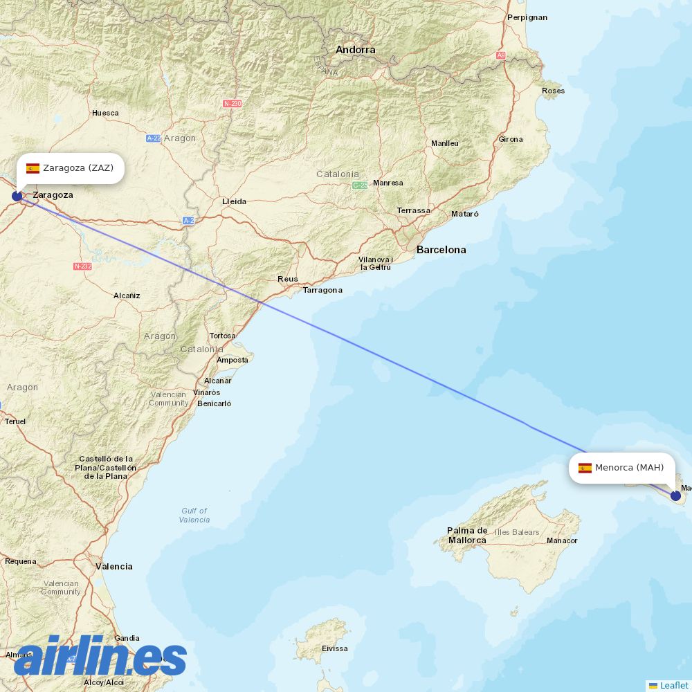 Volotea from Zaragoza Ab destination map