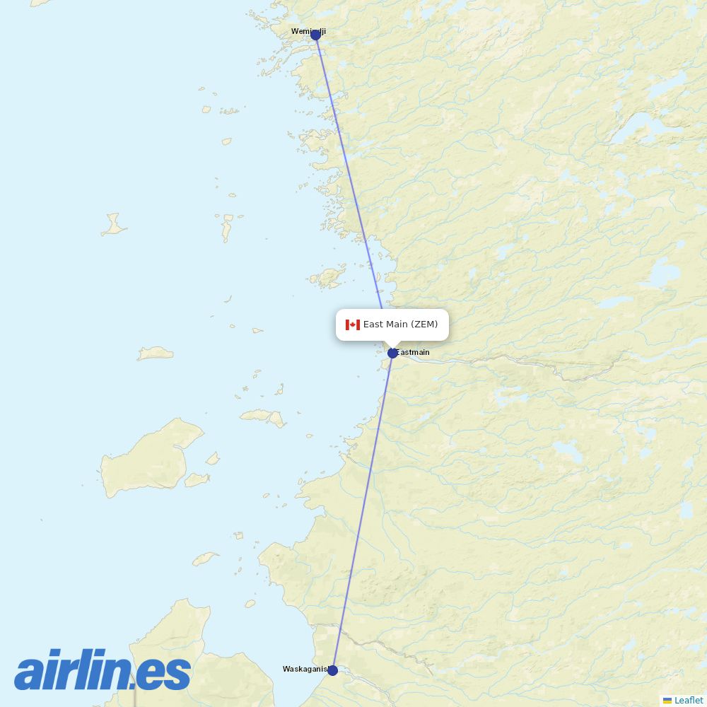 Air Creebec from East Main destination map