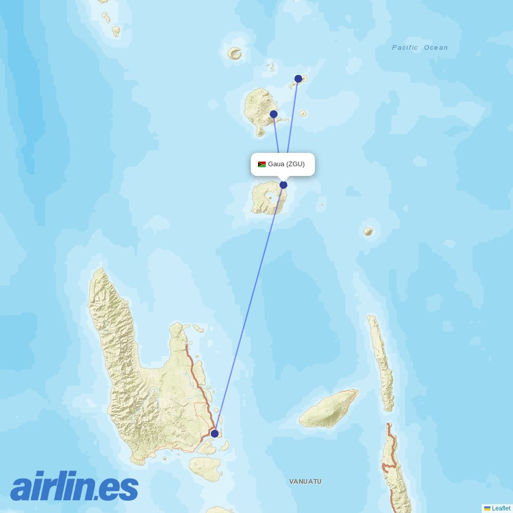 Air Vanuatu at ZGU route map