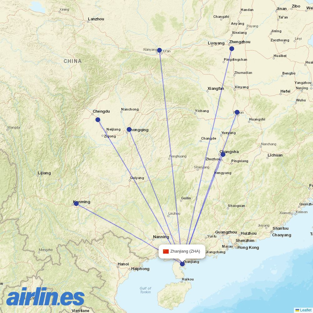 Urumqi Airlines at ZHA route map