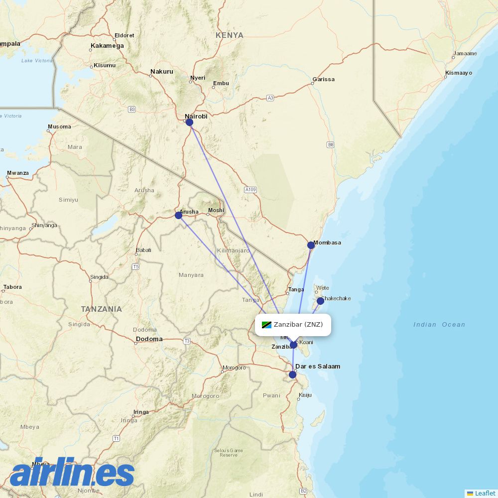 at ZNZ route map