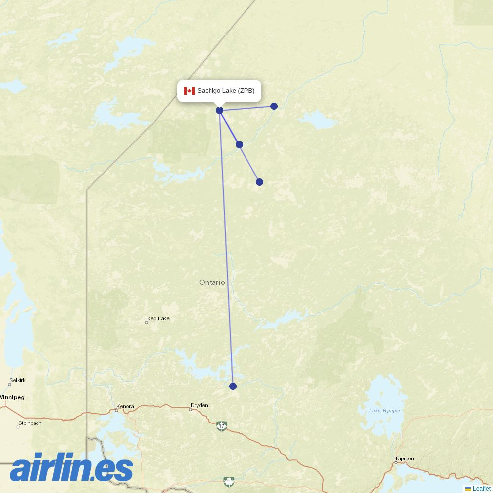North Star Air from Sachigo Lake destination map