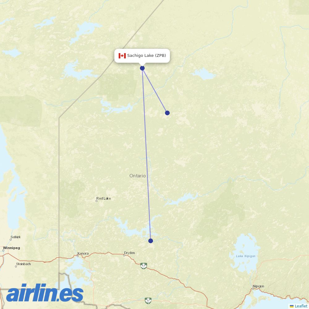 Bearskin Airlines at ZPB route map