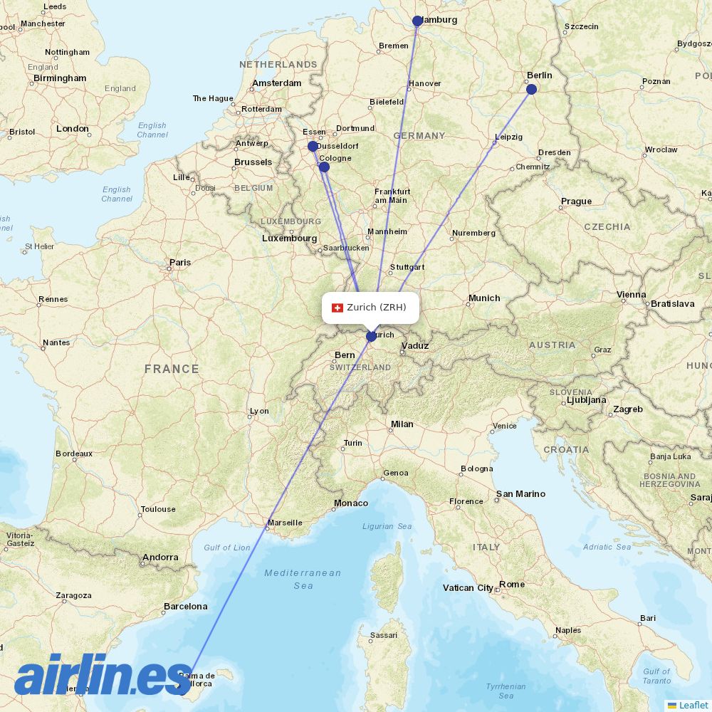 Eurowings at ZRH route map