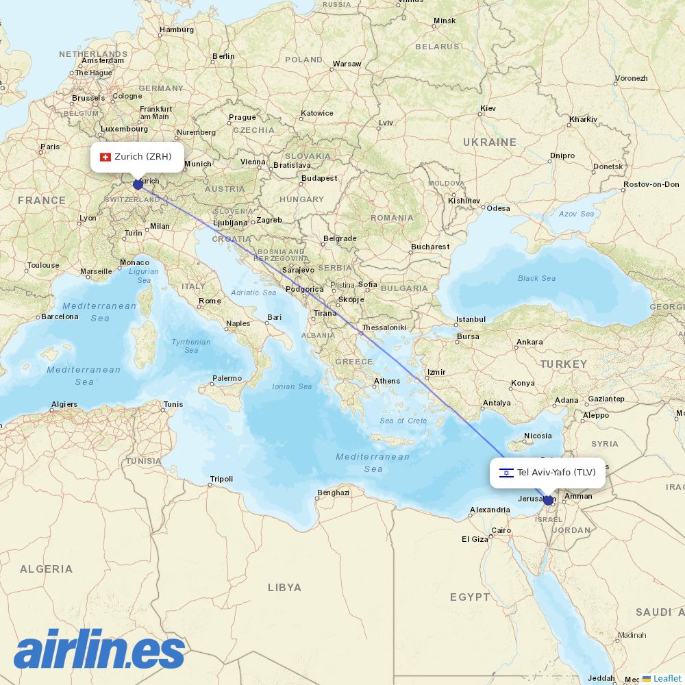 El Al at ZRH route map