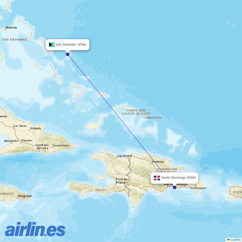Air Caraibes at ZSA route map