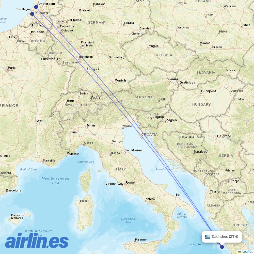TUIfly Netherlands at ZTH route map