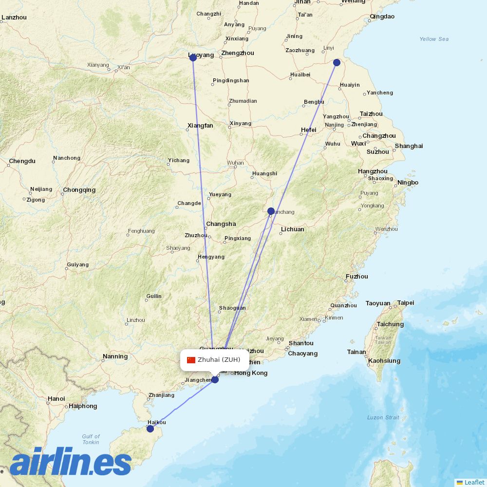GX Airlines at ZUH route map