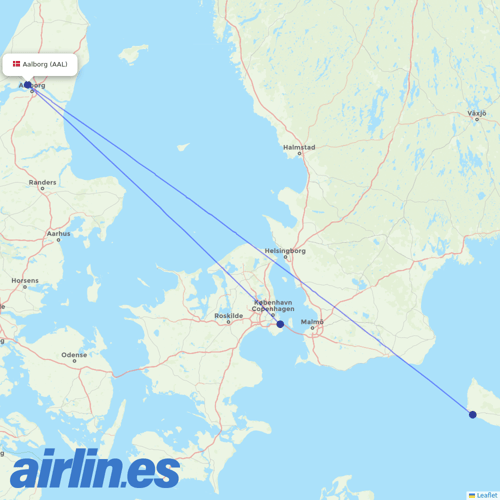 Danish Air at AAL route map