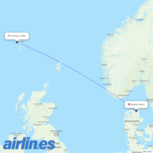 Atlantic Airways at AAL route map