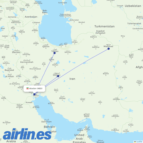 Iran Aseman Airlines at ABD route map