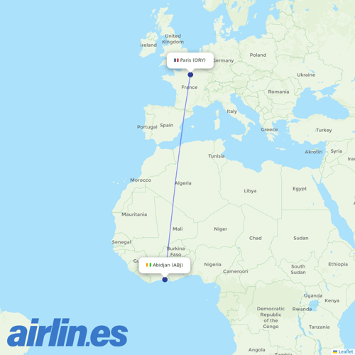 Corsair at ABJ route map