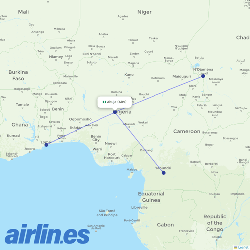 ASKY Airlines at ABV route map