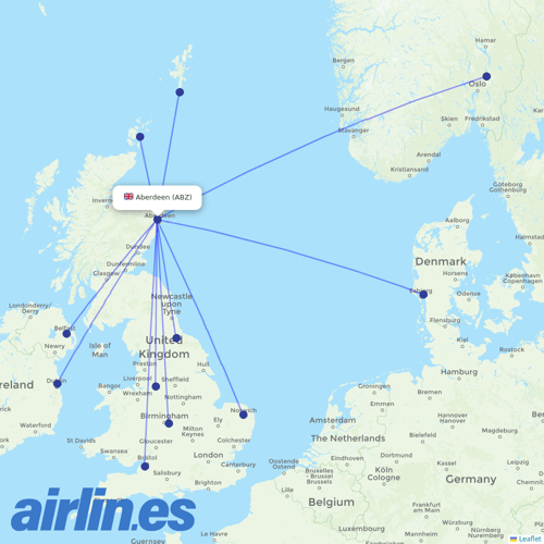 Loganair at ABZ route map