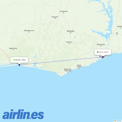 Air Cote D'Ivoire at ACC route map