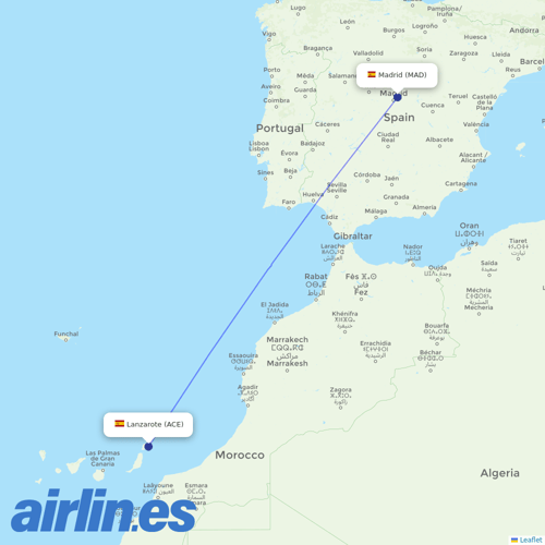 Iberia Express at ACE route map
