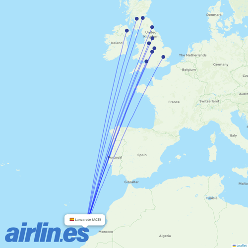 Jet2 at ACE route map