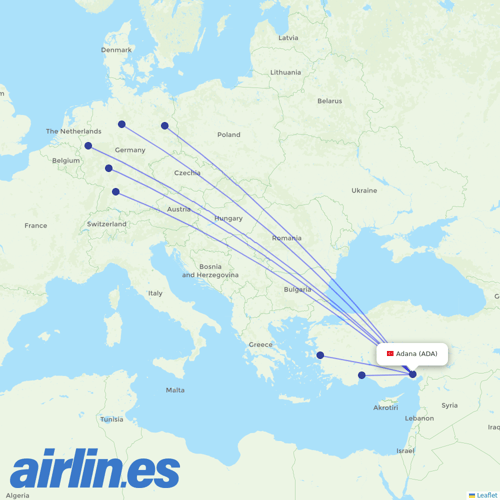 SunExpress at ADA route map